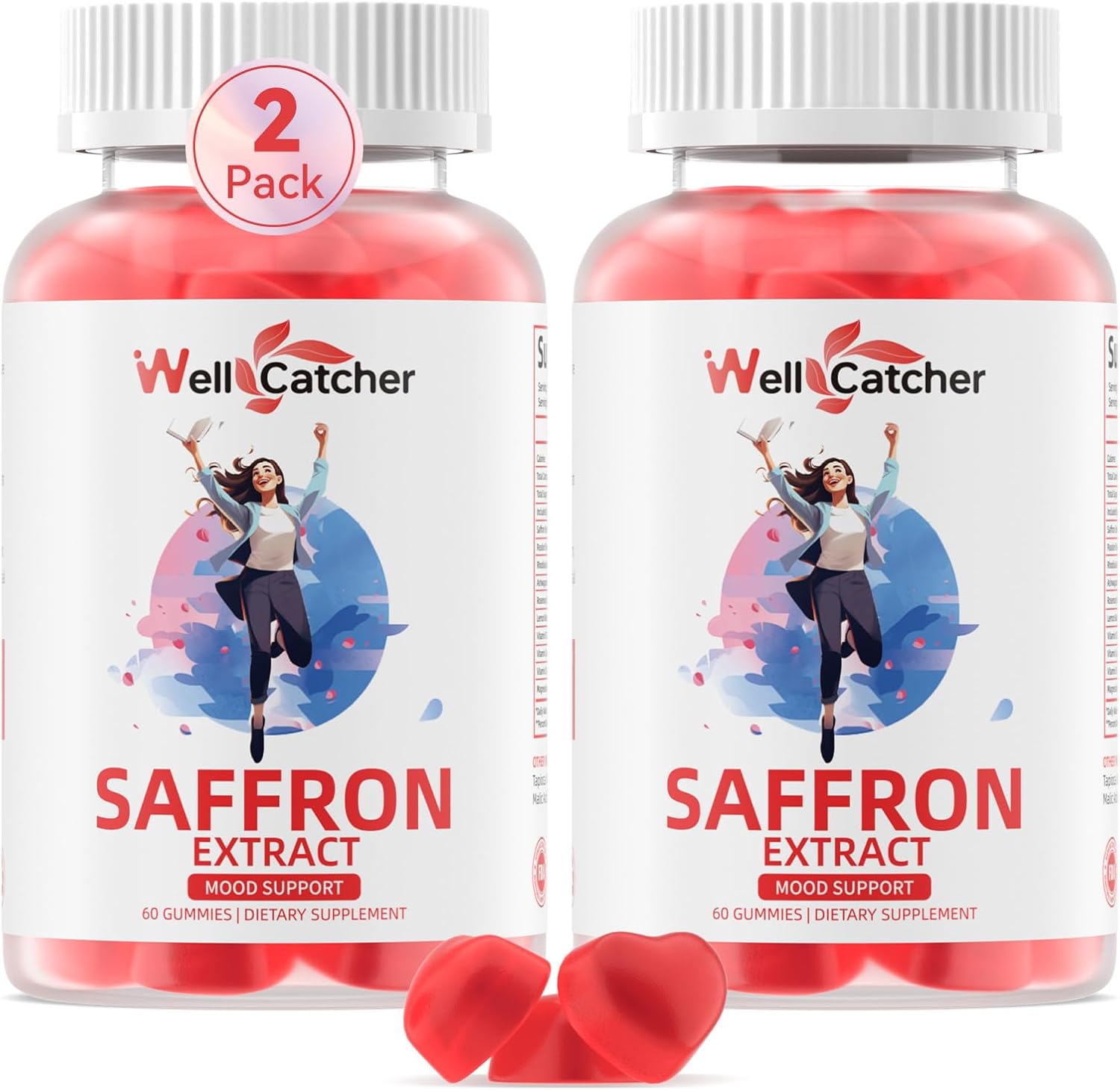 Saffron Gummies for Adults Kids - Organic Saffron Extract Supplement for Men Women Sugar Free for Mood Balance Support Better Sleep Metabolism with Vitamins Non GMO Strawberry Flavored 60 Days Supply