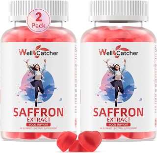 Saffron Gummies for Adults Kids - Organic Saffron Extract Supplement for Men Women Sugar Free for Mood Balance Support Better Sleep Metabolism with Vitamins Non GMO Strawberry Flavored 60 Days Supply