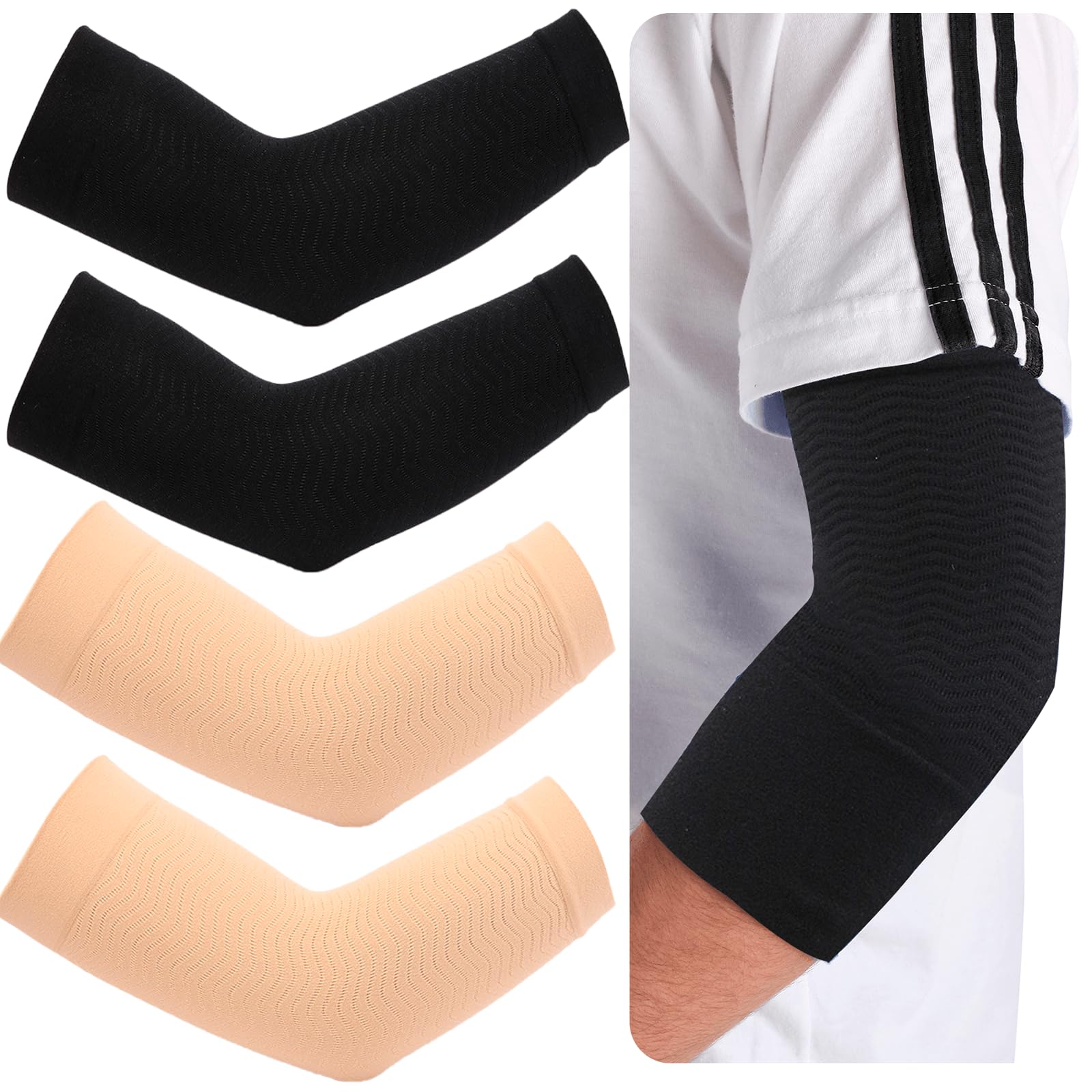 QIUWORE 2 Double Compression Sleeve Arm,Forearm Compression Sleeve,Compression Sleeve Arm Lymphedema,Arm Compression Sleeve,for Arm Supports for Muscle Pain
