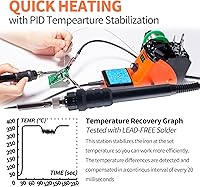 Vista 3 de YIHUA 926 III - Kit de estación de hierro de soldar con pantalla LED de 60W, 2 manos auxiliares, 6 puntas de hierro adicionales, rollo de soldadura