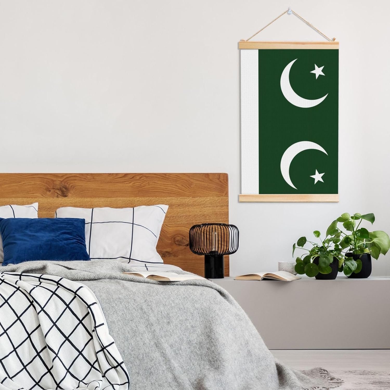 Flag Of Pakistan Print Poster Hanger,Hanging Poster, Poster Frame,Wood Poster Hanger, For Wall Hanging