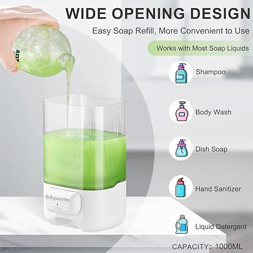 Miniatura 3 de Dispensador manual de jabón de manos para montaje en pared dispensador de jabón líquido de 33.8 oz para contenedores de gel de cocina - Baño de