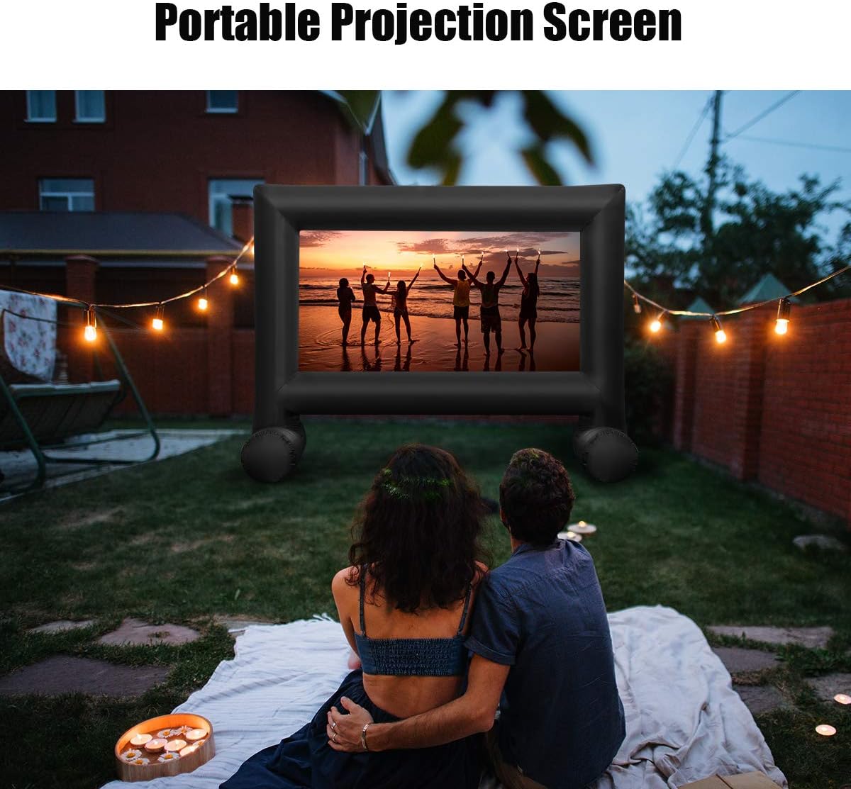 Tangkula 14FT Inflatable Indoor and Outdoor Movie Projector Screen, Blow up Mega Movie Screen with Built-in Blower, Tie-Downs & Storage Bag for Front and Rear Projection, Home Theater Cinema (14FT)