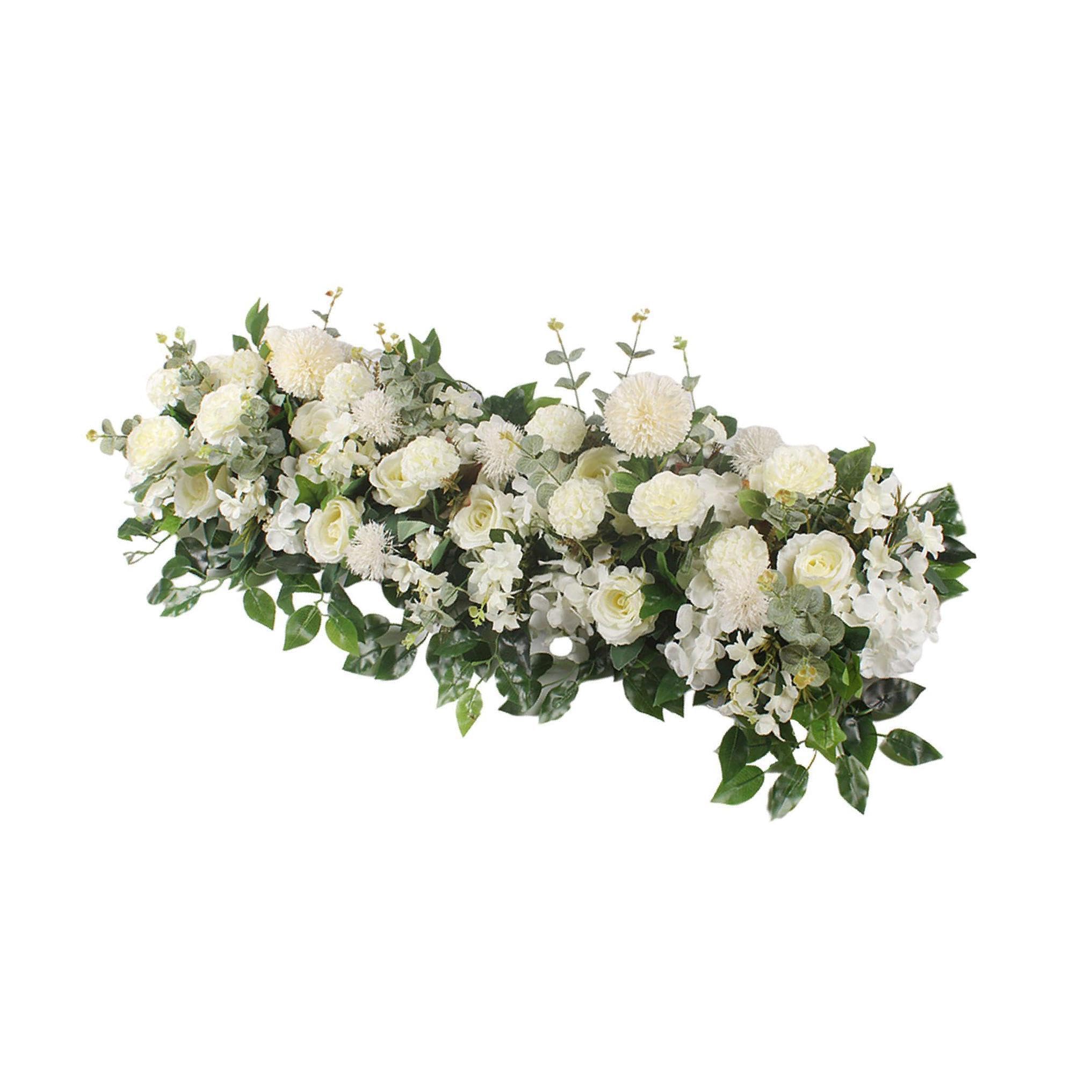 Zambuph Stunning Artificial Wedding Flowers Backdrop Arch Decor Special Day Wall Arrangement, White, 100x35cm