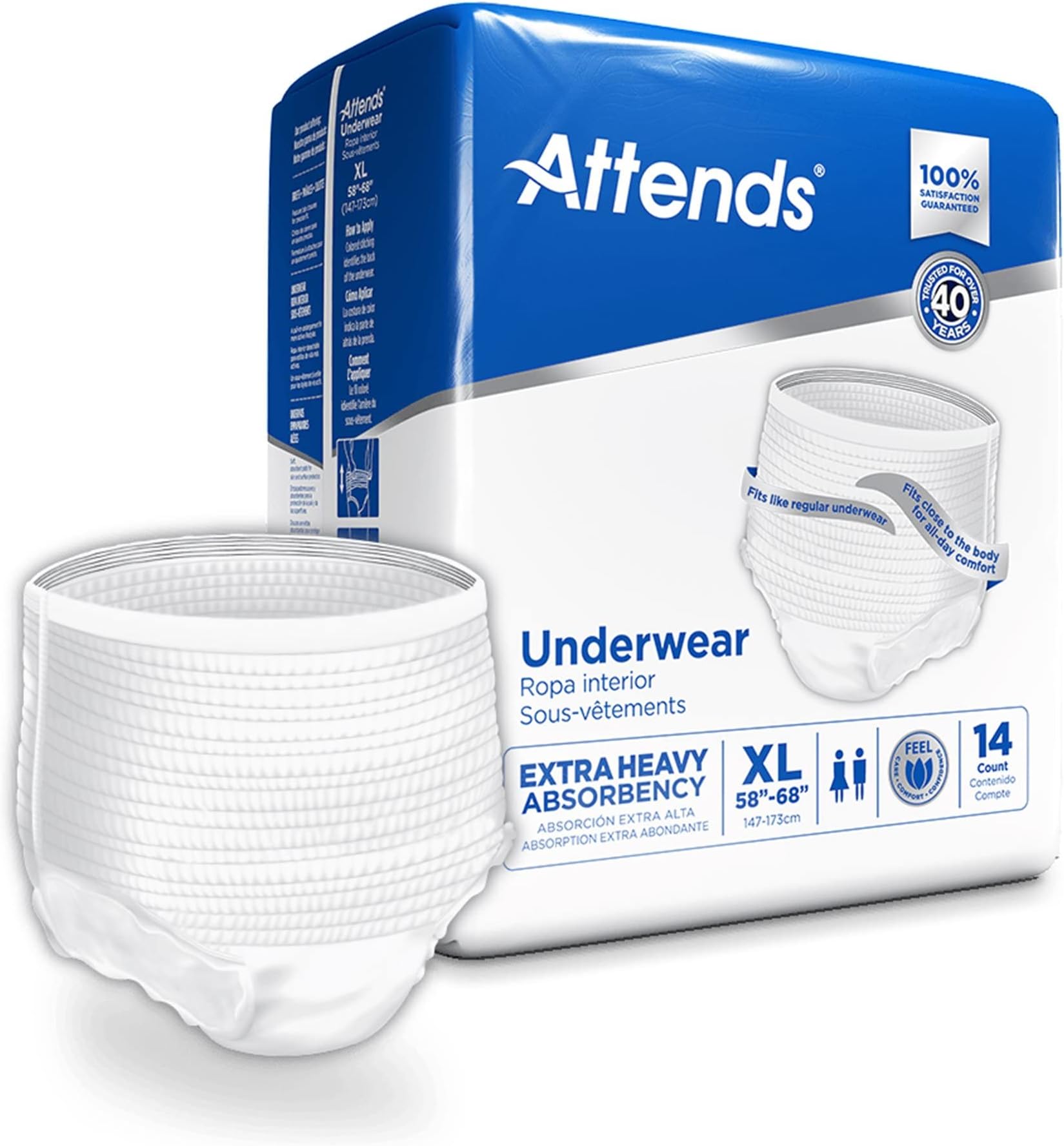 Disposable Underwear Pull On with Tear Away Seams X-Large, APV40, Moderate, 56 Ct