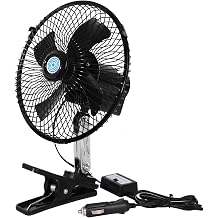 CYDZSW 12v Car Fan that Blow Cold Air,360 Adjustment Small 12 Volt DC Clamp Fans,90 Oscillating Clip Fan for RV,Vehicles and Forklift 8inch
