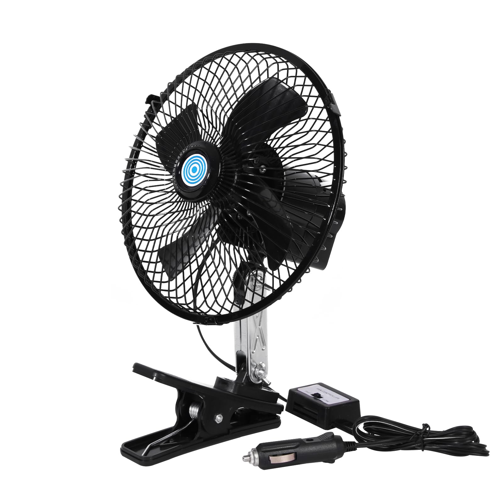 CYDZSW 12v Car Fan that Blow Cold Air,360° Adjustment Small 12 Volt DC Clamp Fans,90° Oscillating Clip Fan for RV,Vehicles and Forklift (8inch)