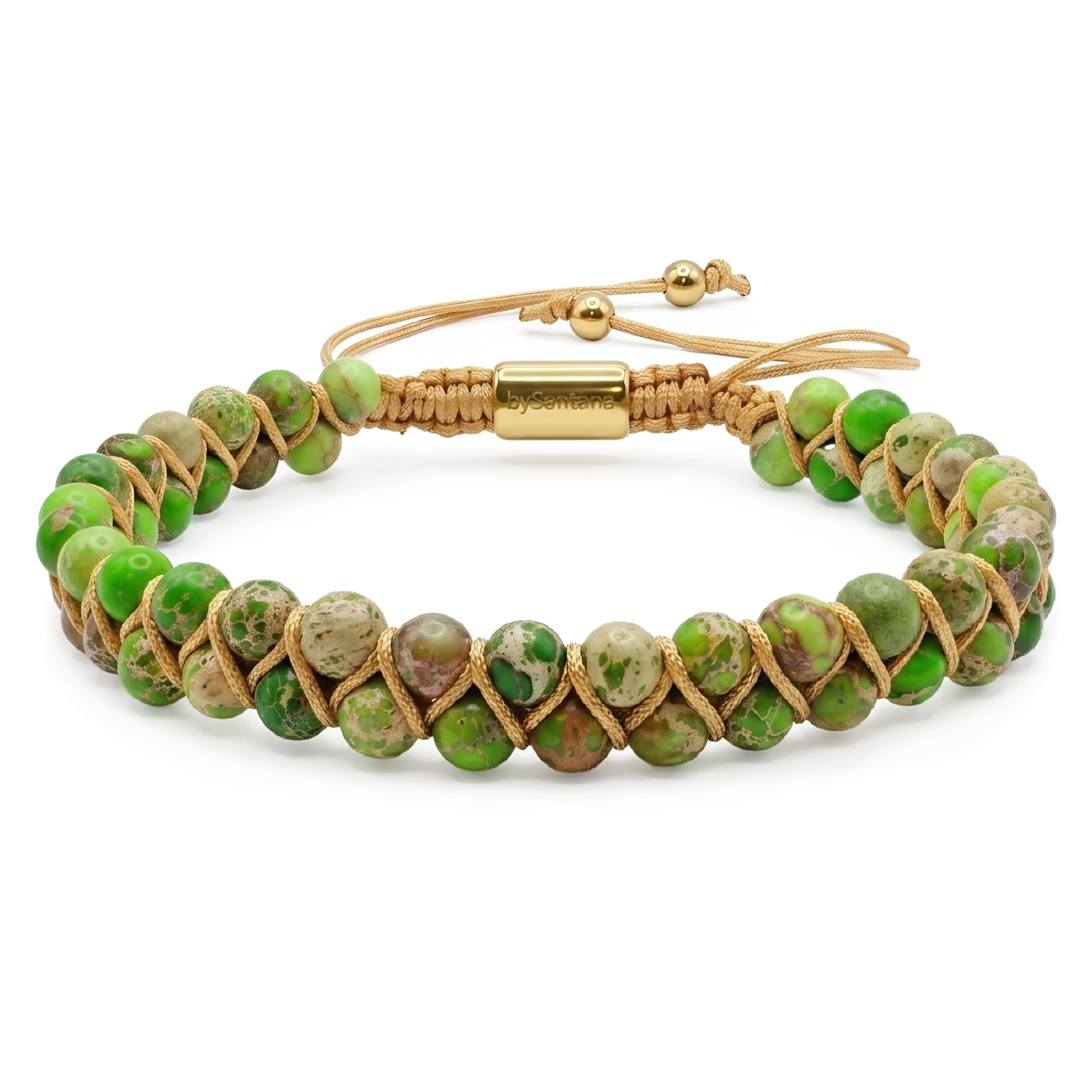 Naturstein Armband Damen, Edelstein Perlenarmband Boho Style Doppelarmband | Verstellbar, Stapelbar, 4mm Perlen, Doppelte Perlenreihe Geflochten, Robust & Leicht, Für Damen oder Herren, Mit Geschenkbox