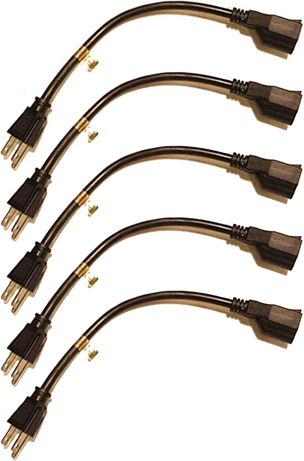(5) Pack of 1 foot short extension cord patch 1' for power