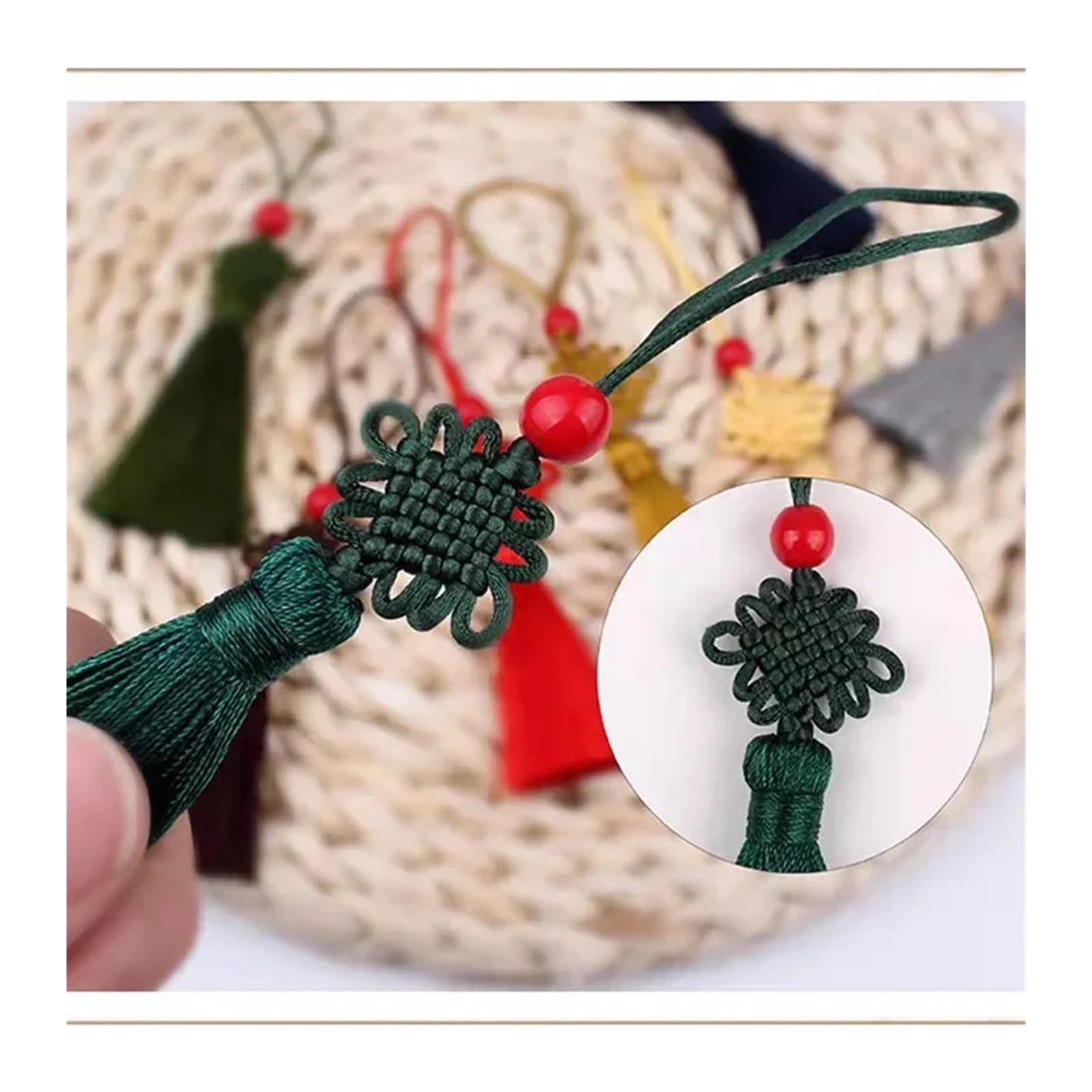 6/10 nappine in seta a forma di piccolo nodo cinese, 5 cm, per tende, fai da te, artigianato, regali, gioielli, decorazione (verde scuro, 6 pezzi)