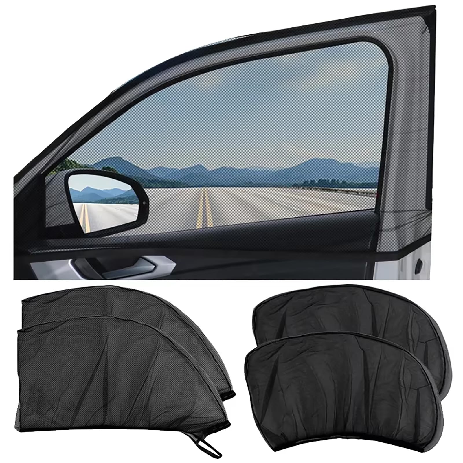 Car Side Window Sunshade UV Protect Shield Mesh Prevent Mosquito Sunshine Privacy Protection, Compatible with Citroën C4 C4 AIRCROSS Grand C4 Picasso C5 C6,2PCS-SUV-front