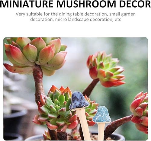 Miniatura 9 de Tofficu Decoración al aire libre, 6 piezas de cerámica de hongos de jardín, estacas, estatua de hongos para patio, césped, decoración de macetas al