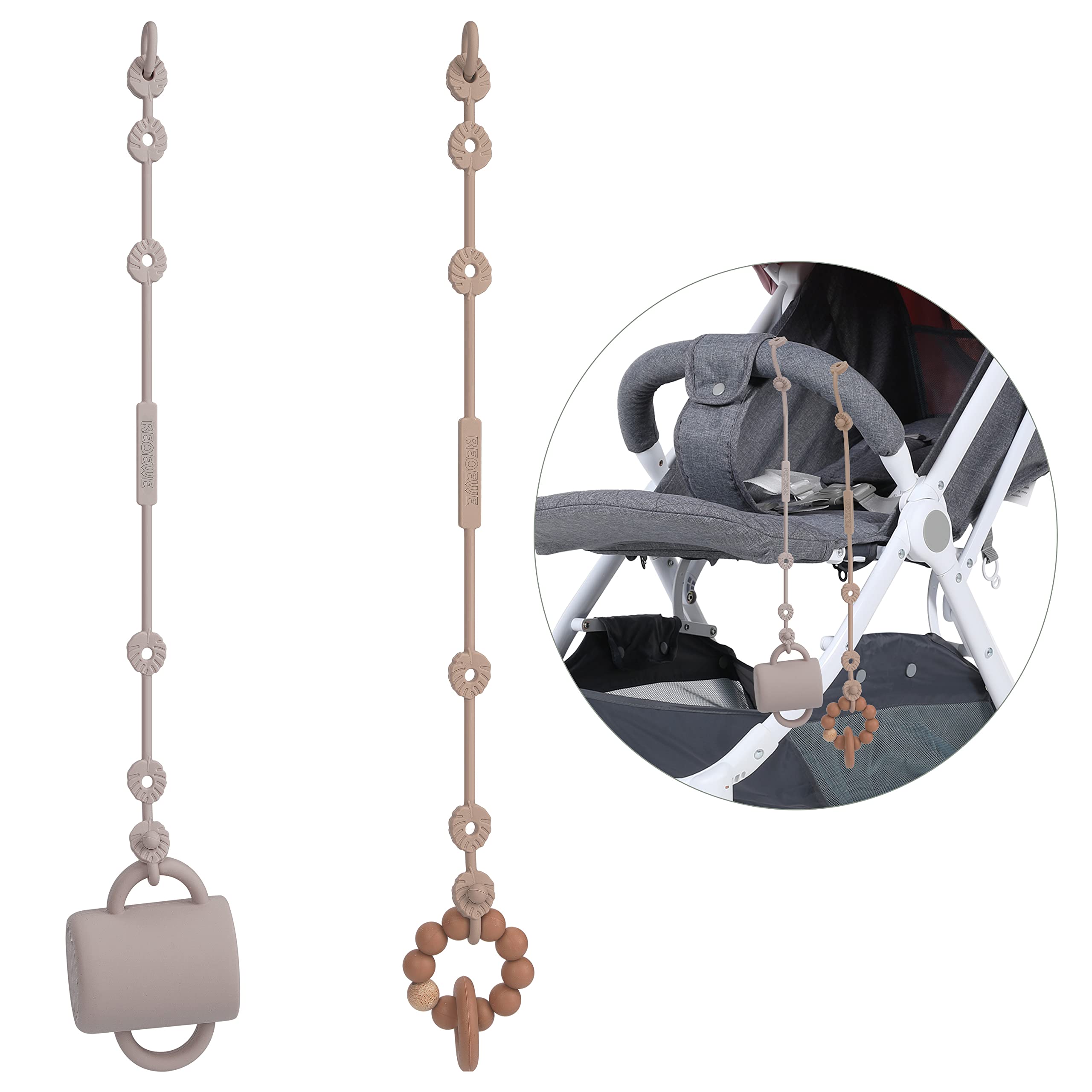 REOEWE Cup Catcher, Sicherheitsgurte Für Spielzeug, Lebensmittelqualität Silikon Trinkbecher Halteriemen Für Kinderwagen Hochstuhl Autositz Fechten, BPA-frei, 2er-Pack