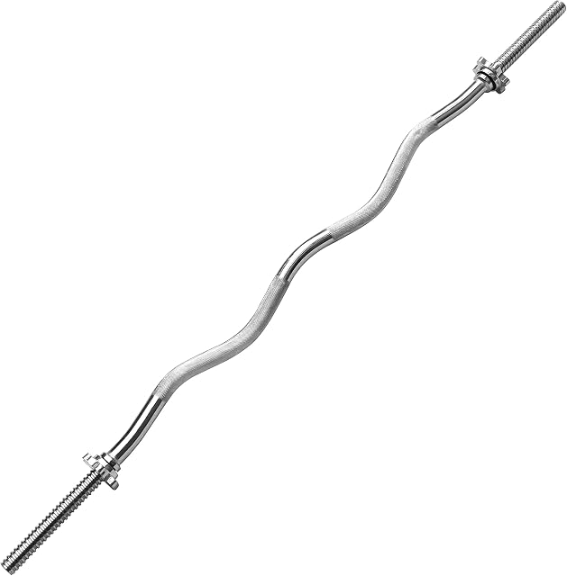 PROIRON Curl Bar Super EZ Bar 47 inches Standard Bar with Spinlock Collars 1200mm
