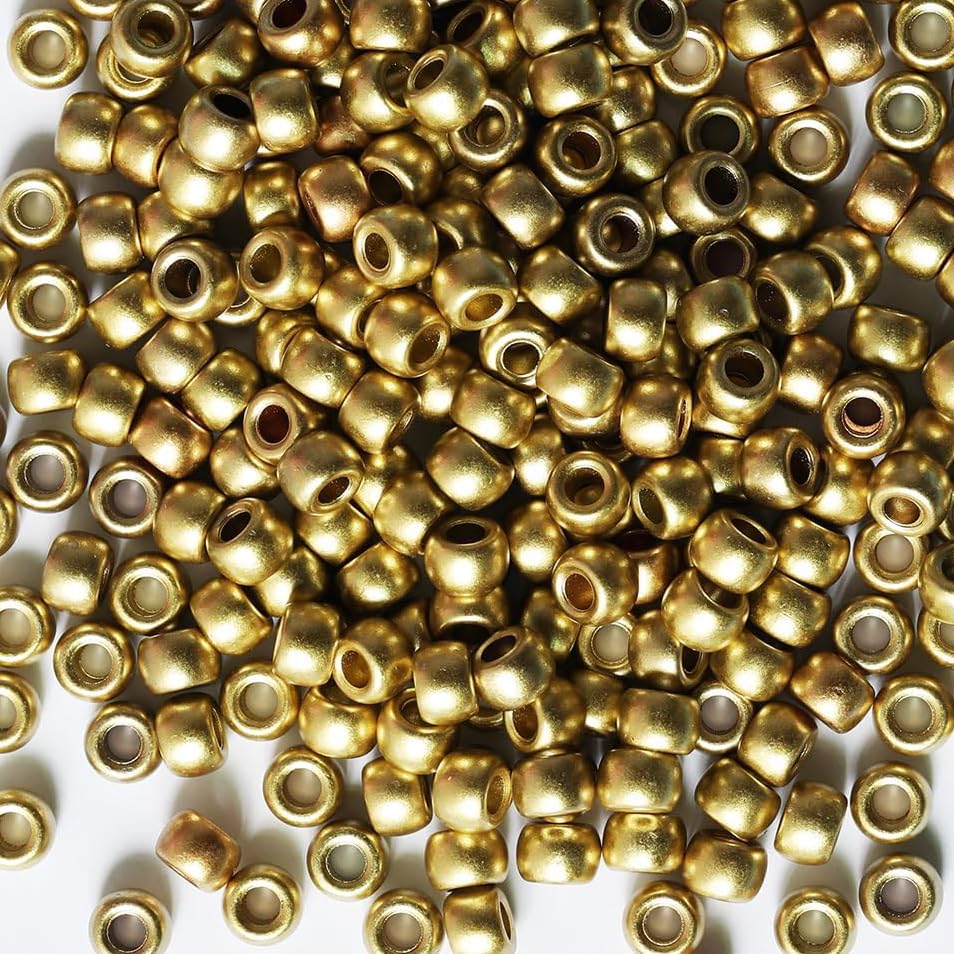 Bala&Fillic Size 6x9mm Golden Pony Beads with Smooth Surface Total 1000pcs Craft Pony Beads for Making Bracelets (Golden)
