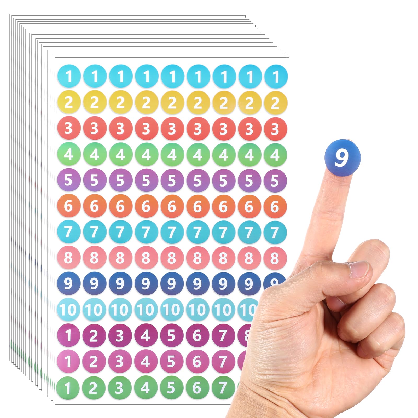 24 Sheets 1to10 Consecutive Number Stickers 2808Pcs 2cm Self Adhesive Numbers Labels Colourful Number Sticker Small Round Numbered Stickers for Office Home Kitchen Organizing Storage Boxes