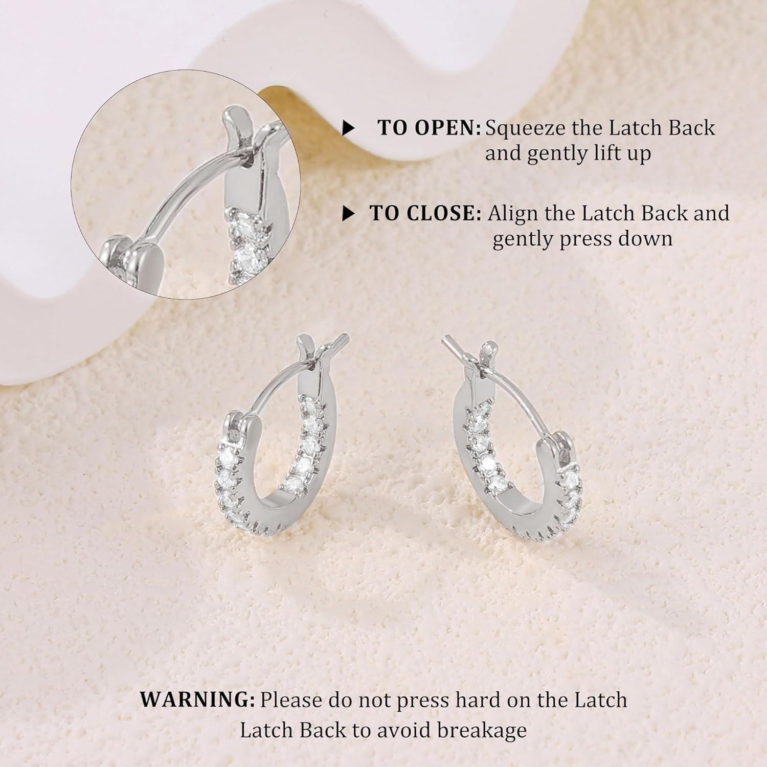 Gacimy Hoop Earrings for Women 14k Gold Plated, Cubic Zirconia Hoop Earrings with Sterling Silver Post - Image 6