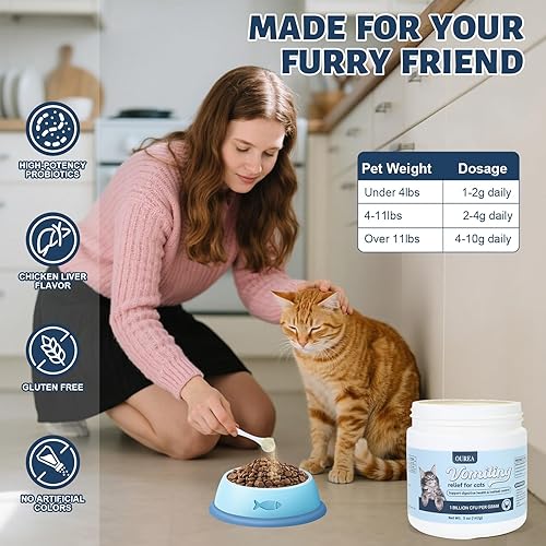 Miniatura 7 de Remedio para vómitos para gatos, alivio de vómitos para gatos, suplemento de alivio de vómitos de gato con probiótico, probiótico para gatos alivia