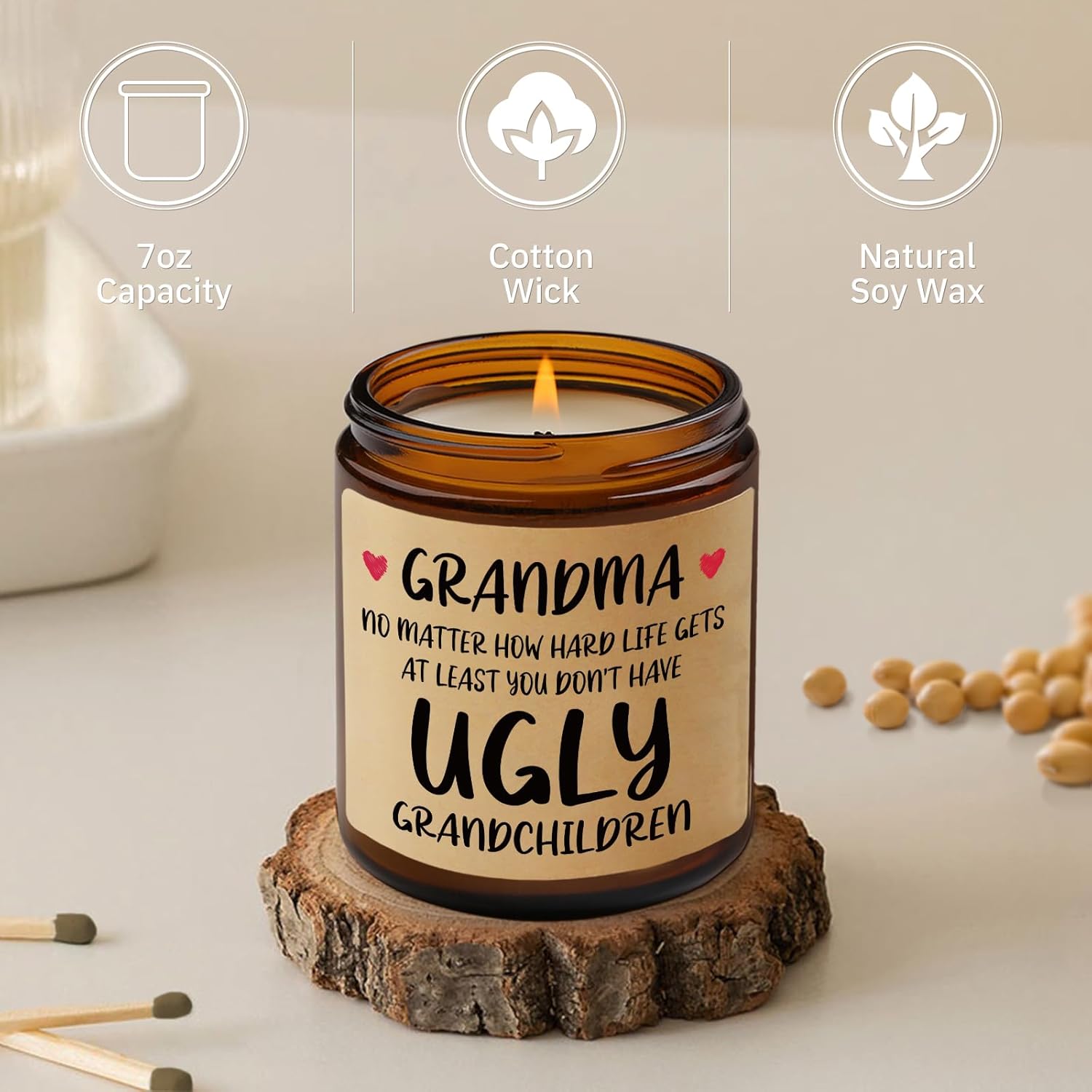 Niyewsor Grandma Gifts, Birthday Gifts for Grandma, Lavender Scented Soy Wax Candle, Grandmas Gift from Grandchildren, Granddaughter, Grandkids, Handmade, 7oz - Image 4