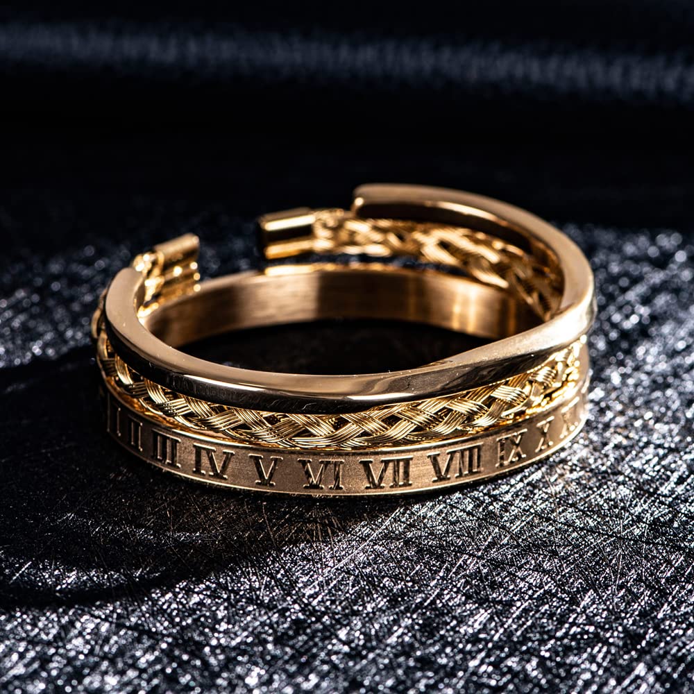 Pulsera Hombre Brazalete Mujer Pulseras Regalo 3 Unids/Set Número Romano De Lujo Pulsera Clásica Simple Brazaletes Trenzados Tipo C Brazalete Trenzado Hombres