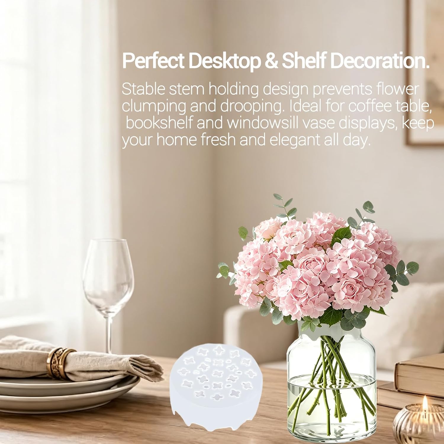Silicone Flower Arranging Grid, Reusable Blossom Grid for 3" - 4" Vase