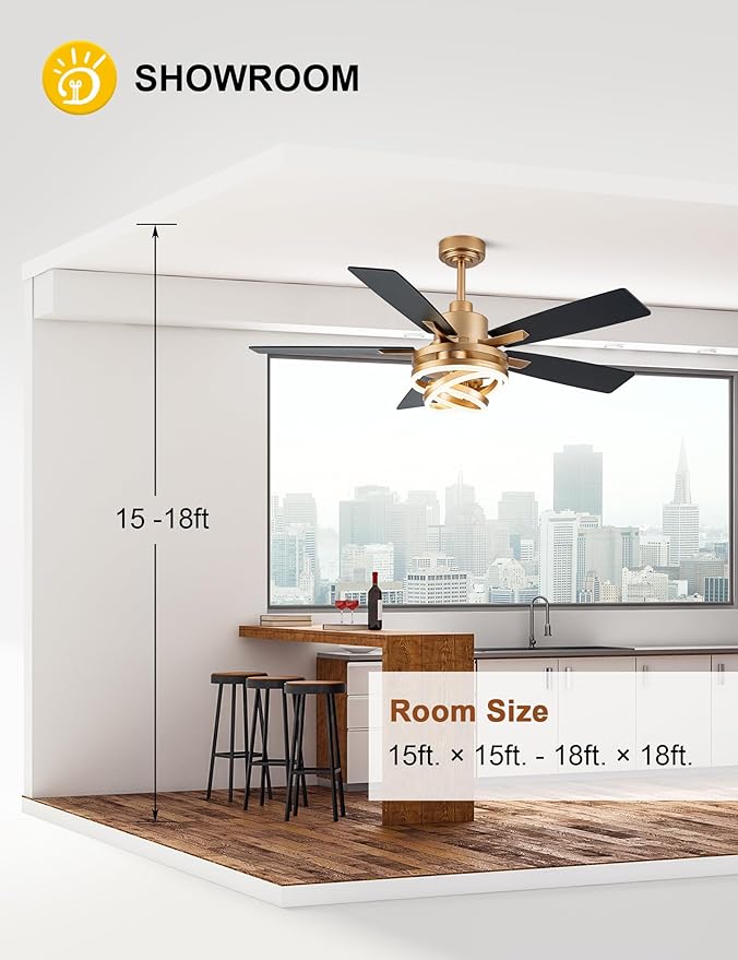 Ventilador de Techo 52 Pulgadas con Luz Dimmable LED 110V miniatura 9