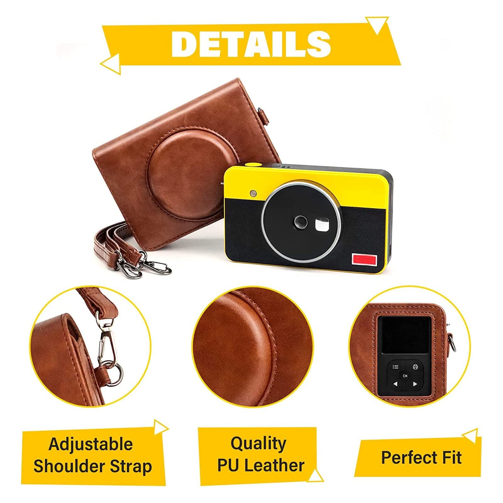 Sxhlseller Retro Camera Case for C210R Mini Shot 2, Soft PU Leather with Adjustable Shoulder Strap, Detachable Front Part, Lightweight - Image 4
