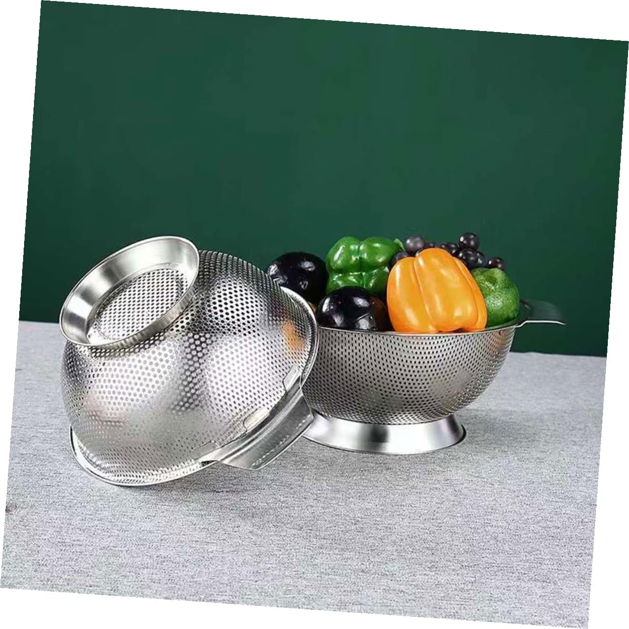 DOITOOL Colador de Arroz Resistente y Práctica de Acero Inoxidable Malla Fina para Limpiar y Escurrir Arroz y Frutas Cesta de Drenaje Cocina