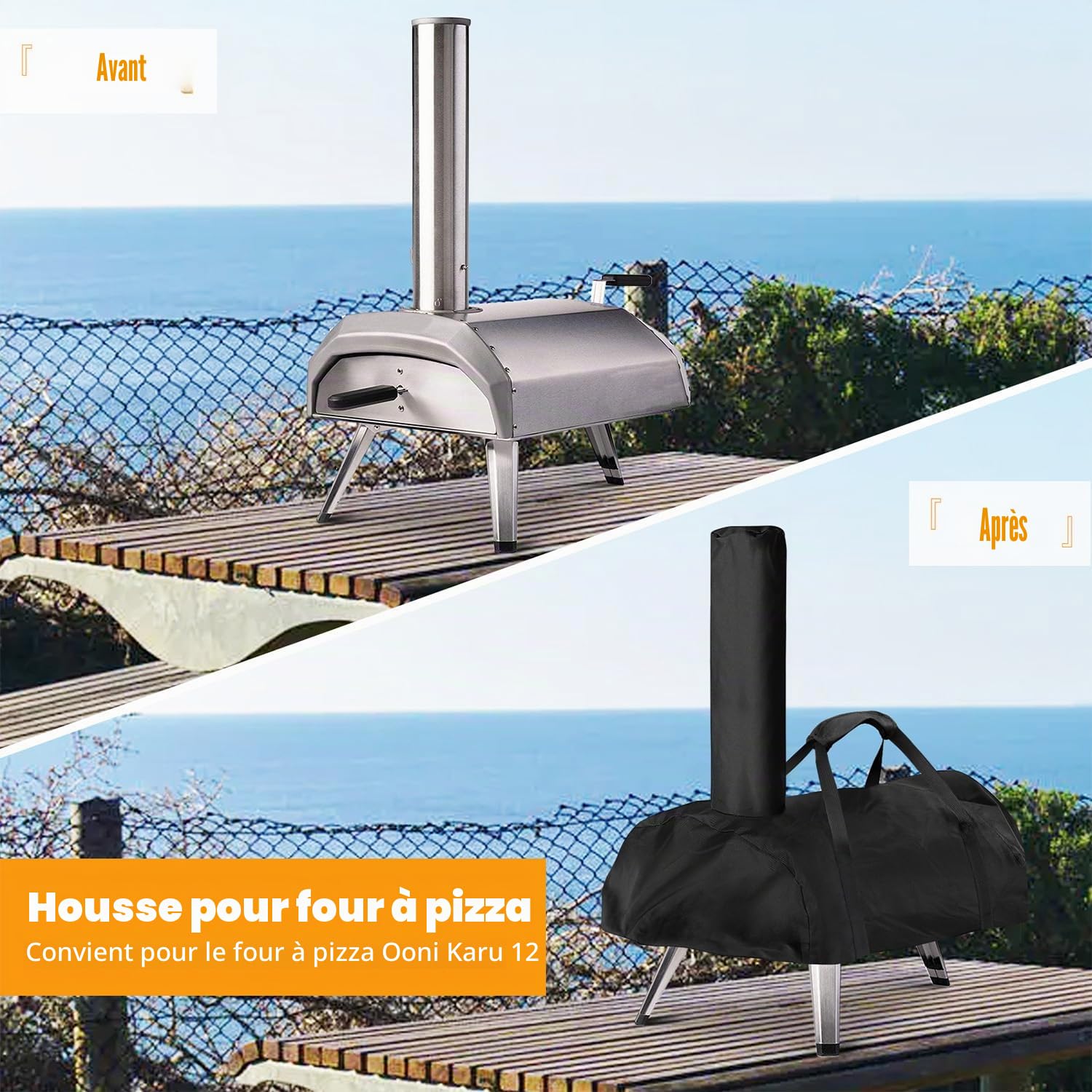 Housse de four à pizza Ooni Karu 12 étanche résistant intempéries Oxford noir 81 x 42 x 21 cm