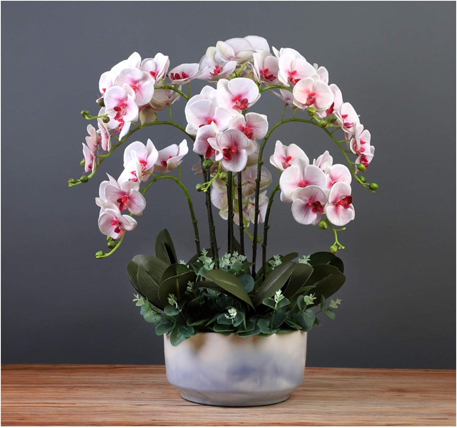 Sztuczne Orchidee W Ceramicznej Doniczce,Sztuczny Kwiat,Jedwabna Sztuczna Orchidea 60 Cm,Sztuczne Kwiaty Do Domu,Sztuczne Orchidee(B)