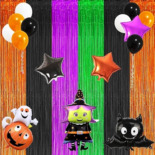 Miniatura 5 de Decoración de fiesta de Halloween, decoración de Halloween, oropel de fondo de fiesta de Halloween, serpentina, cortinas de flecos de papel de