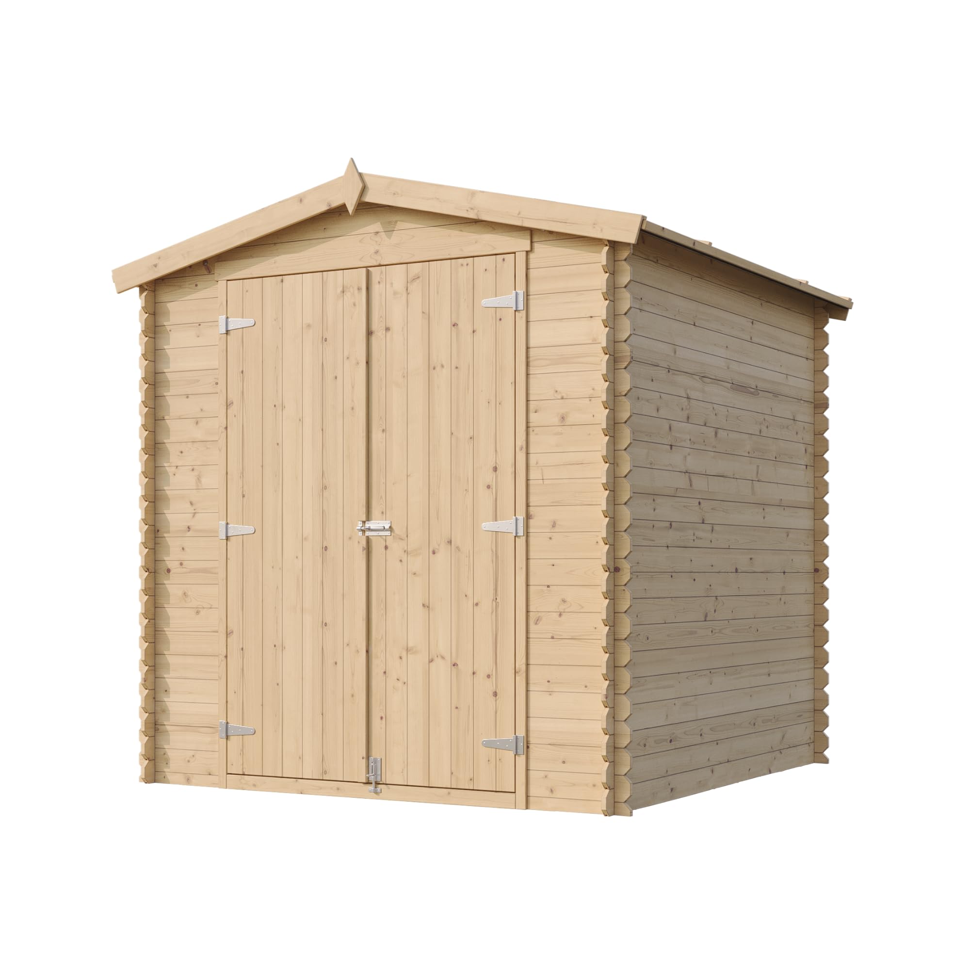 TIMBELA M343C1 drewniany domek ogrodowy, 3,53 m², sosna/świerk, szopa na narzędzia o grubości ścianki 19 mm, drewniany domek na narzędzia ogrodowe i rowery, podwójne drzwi, bez dna