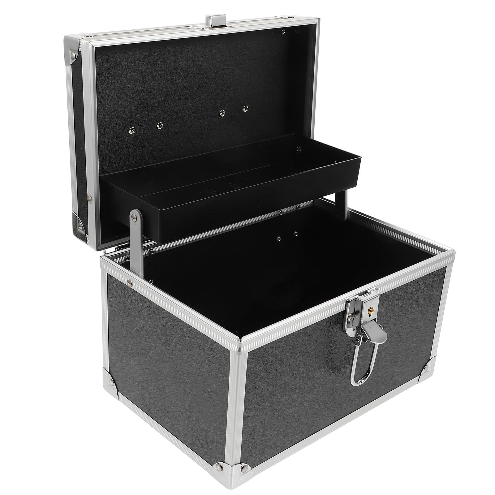 Boîte à outils Angoily en aluminium cadeau idéal fête des pères coffret noir transportable