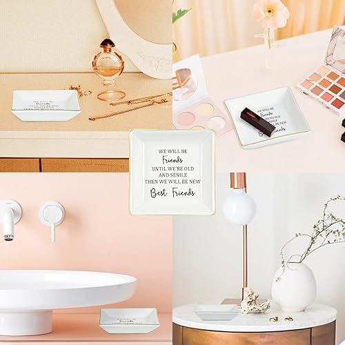 Miniatura 6 de NatuBeau Regalo para amigas para mujeres, seremos amigos hasta que estemos viejos y seniles, bandeja de joyería para amigas, regalos de amistad para