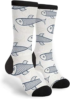 351 Men Women Hiking Socks Little Fish Athletic Crew Socks Wicking Cushion Crew Socks Super Soft Athletic Socks For Sport Trekking Climbing