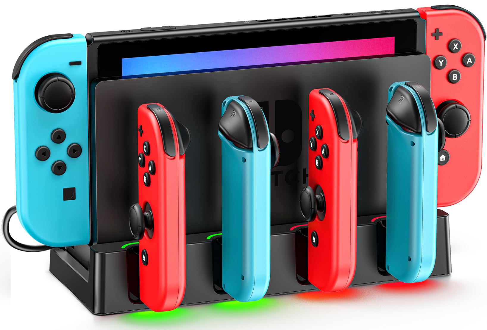 Chargeur Joy-Con pour Nintendo Switch/Switch OLED, Station de Charge avec Indication LED, Support de Station de Charge NS et Accessoires avec Câble de Charge de Type C