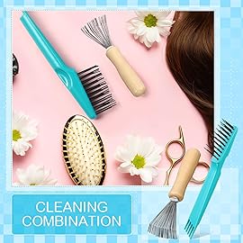 Boao 2 Pieces Hair Brush Cleaning Tool Comb Cleaner Brush Mini Comb Cleaning Hair Remover Tool for Removing Dust Home and Salon Use(Green, Wood Color)