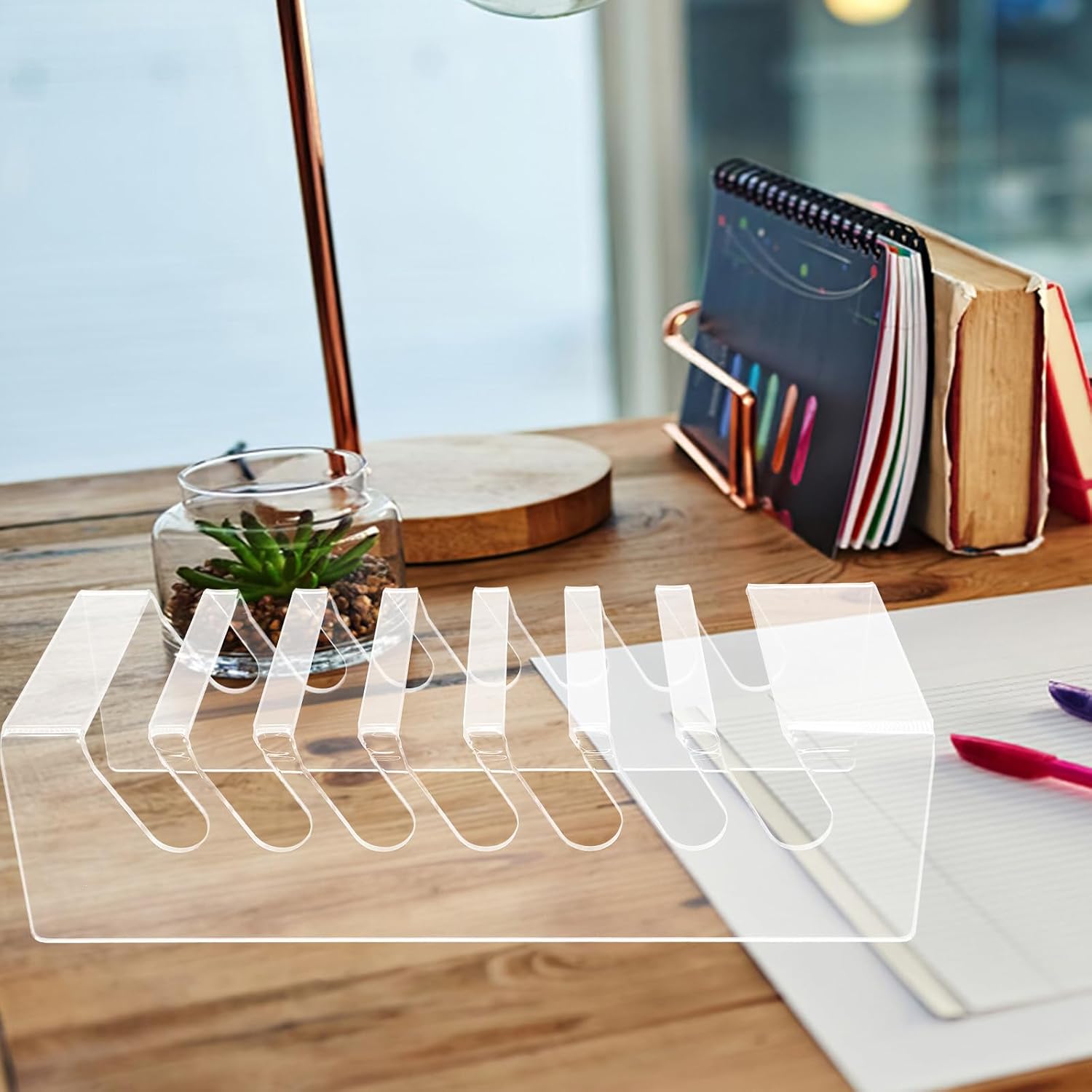 Acrylic Phone Display Holder with 7 Slots for Desks and Classrooms image 5