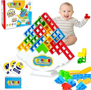 Yeefunjoy 16 PCS Tetra Tower Balance Game, Swing Stack Balance Toy, Tetris Tower Balance Building Toy, Board Table Games, DIY Assembling Versatile Balancing Stacking Blocks Puzzle Gift for Kids Adults