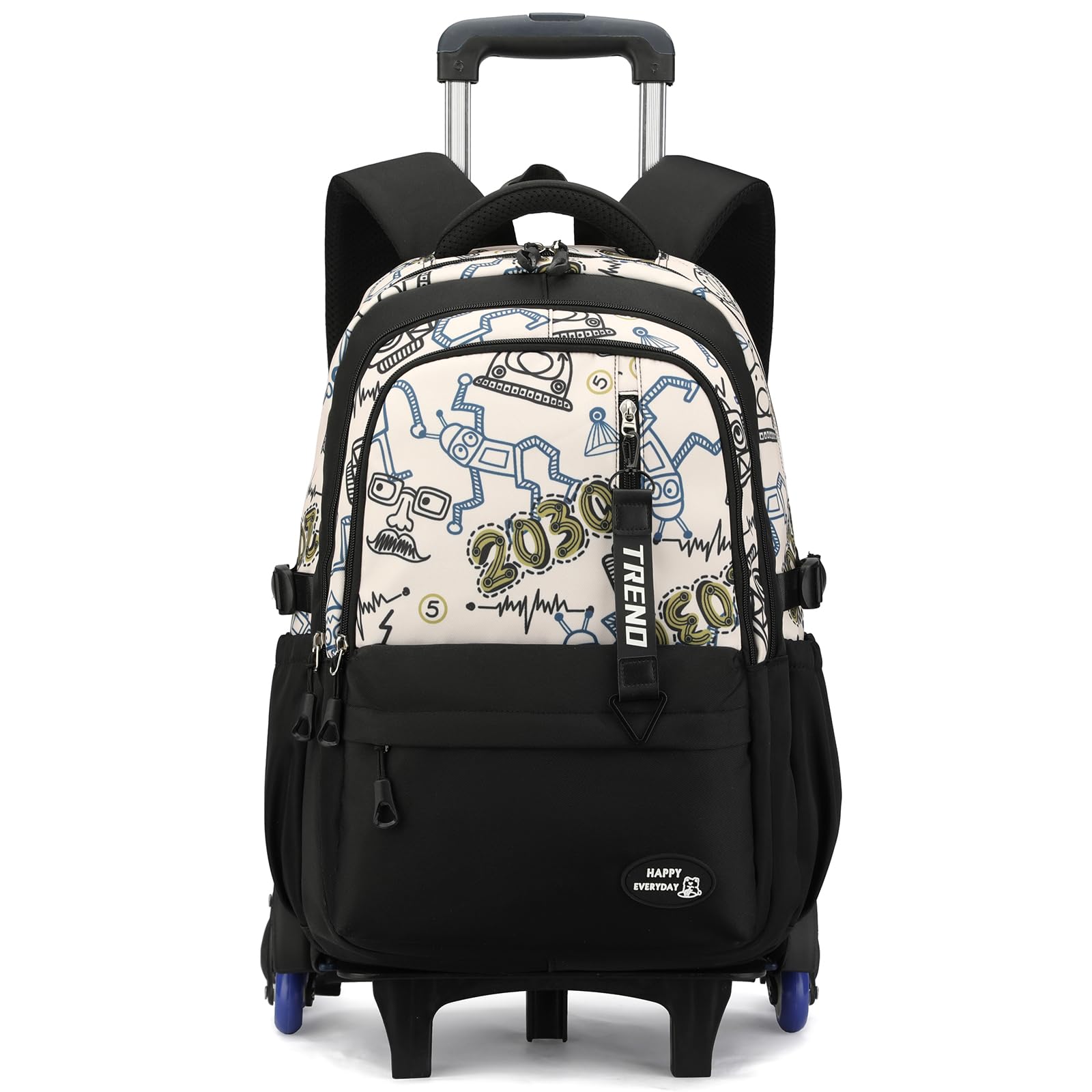 Amythe Cartable à Roulettes Ado Garçon 10-24 Ans – Sac à Dos Trolley 6 Roues pour Collège Lycée – Grand Sac de Voyage pour Ordinateur 15.6 Pouces – Rentrée Scolaire, Noël