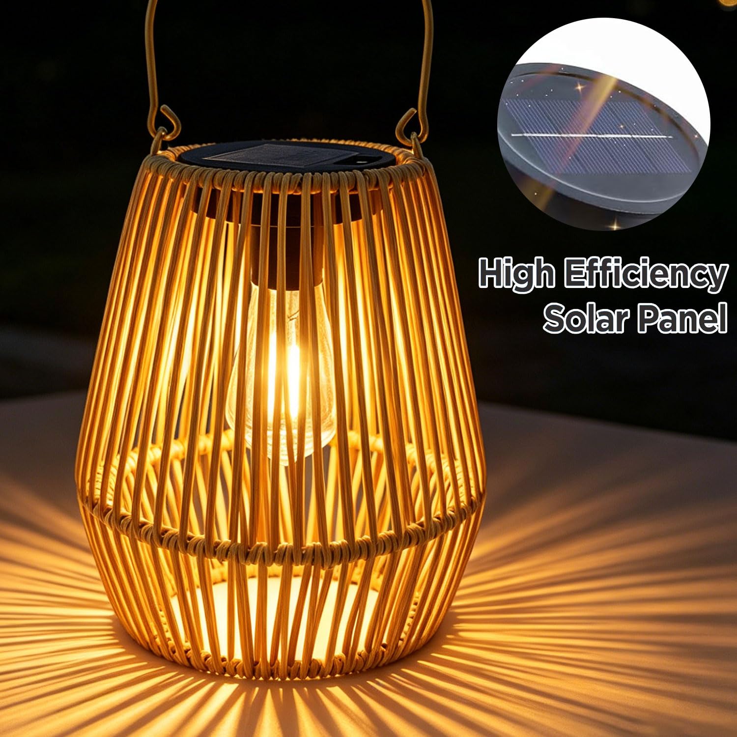 2 lanterne solari per esterni, lampade solari da giardino da appendere, lanterna intrecciata in fibra naturale, lampade solari in stile rattan bohémien, decorazione da giardino per esterni, per