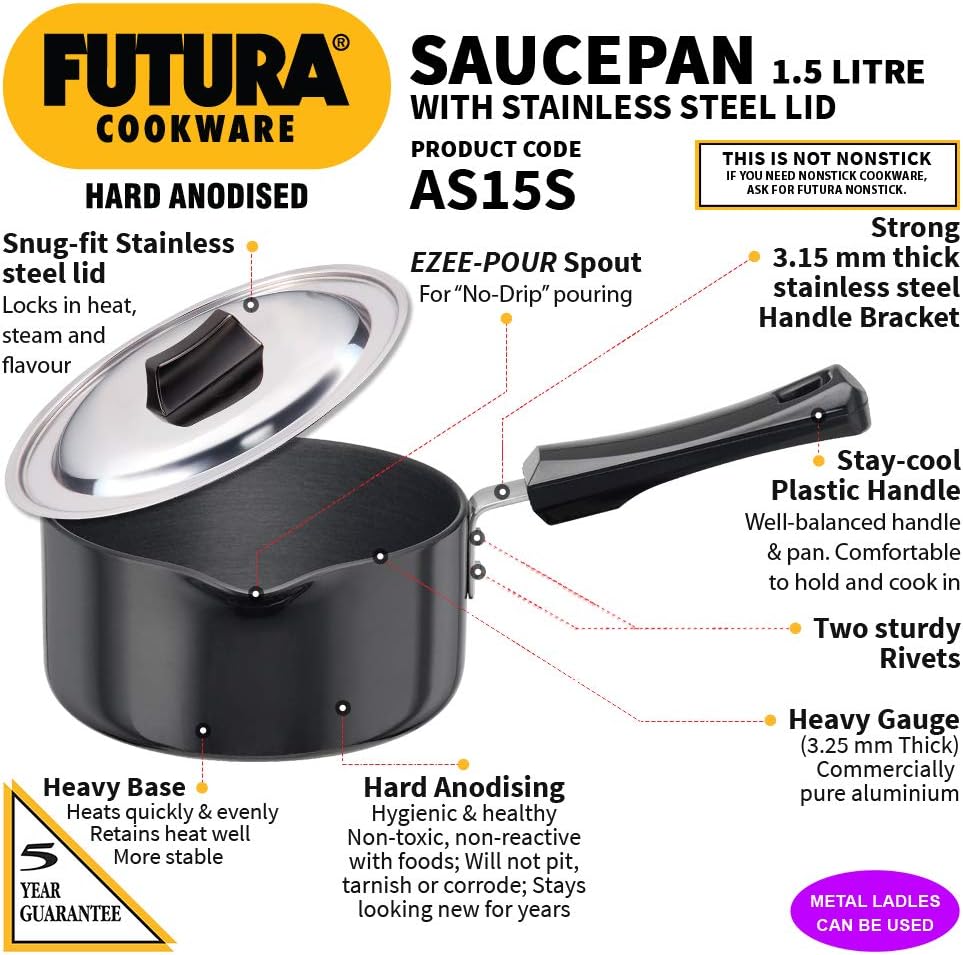 Futura L 95 Sauce Pan, 1.59 Quart, Black