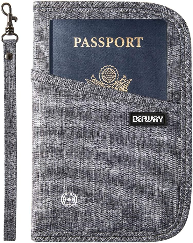 Defway Passport Wallet RFID Blocking Travel Organizer Bag, Family Passport Holder with ID Window
