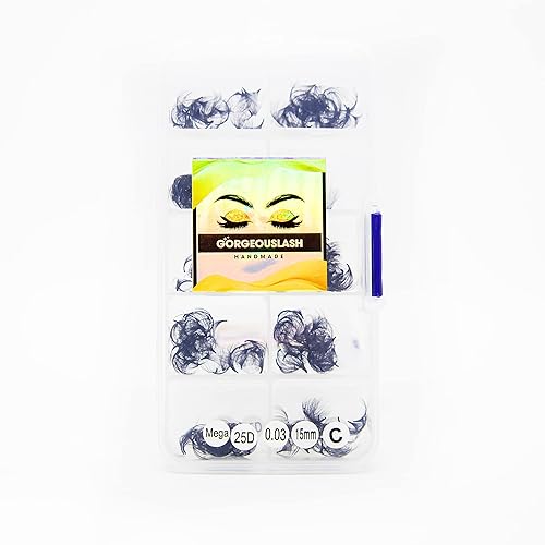 Miniatura 6 de Mega pestañas 20D 25D 500 abanicos de pestañas postizas de volumen Extensiones de pestañas Hecho a mano 20D - rizo D - 003 0551in