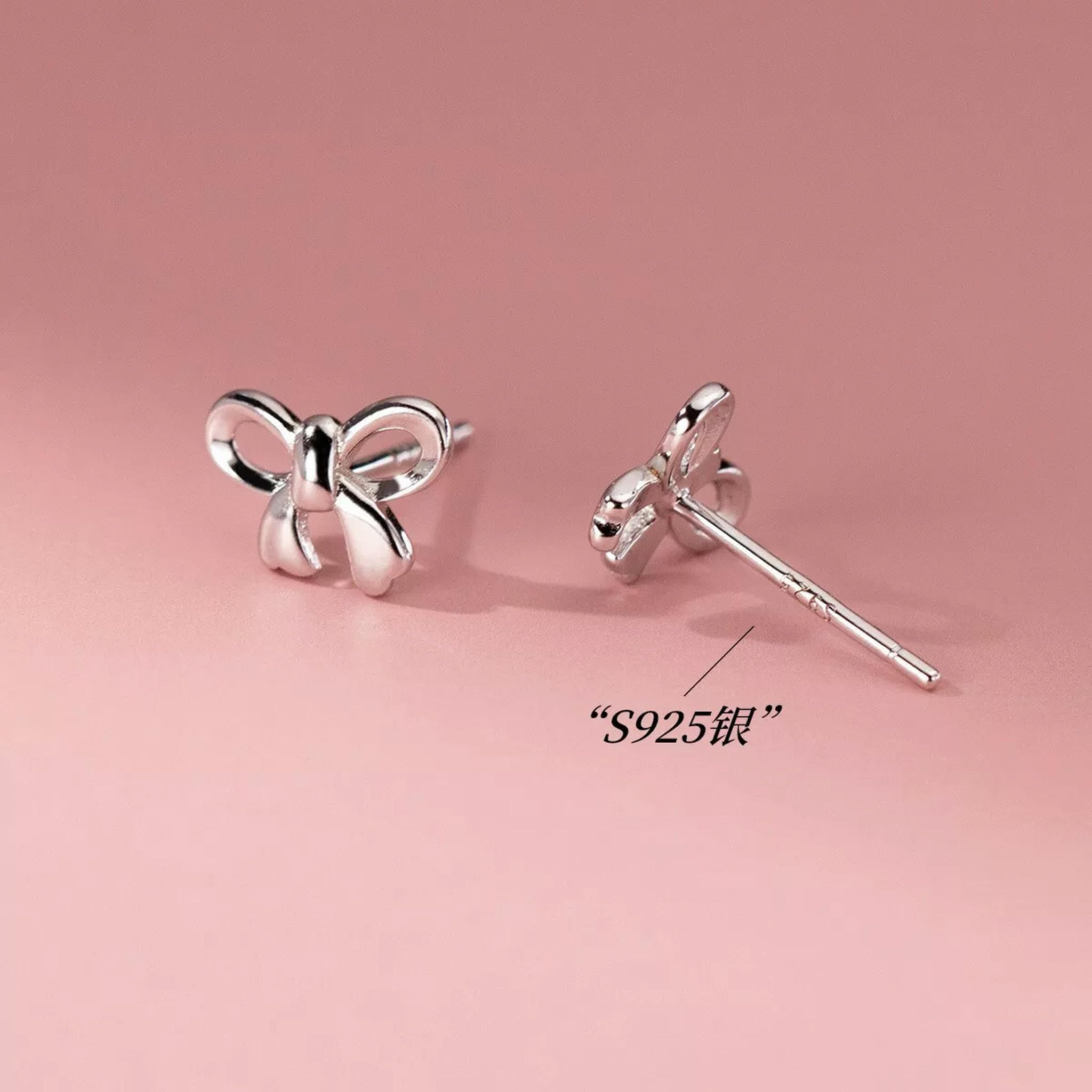 YCTTKDD 925 Silber 7 * 9 mm Schleife Ohrstecker Damen Mädchen Schmuck Neues Geschenk
