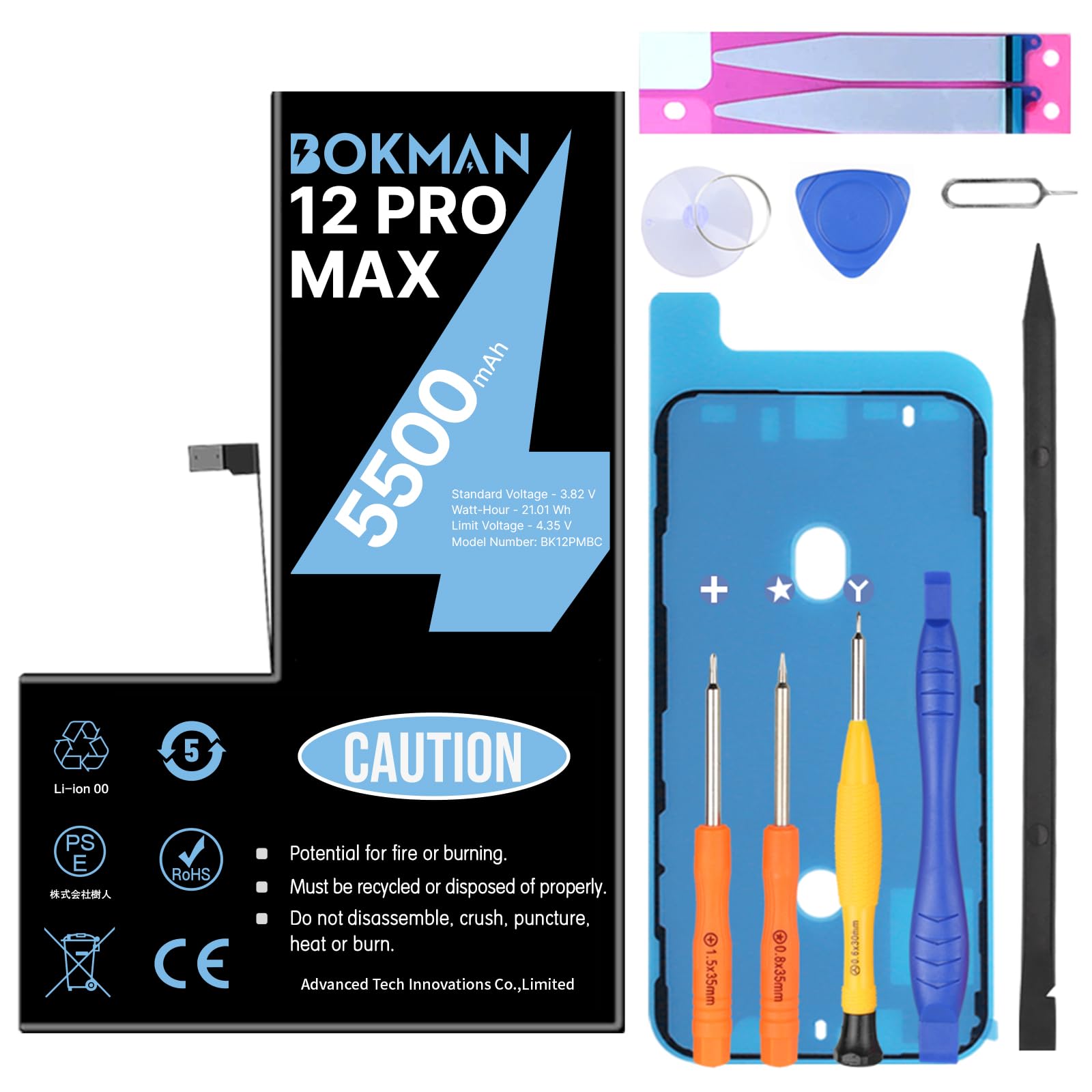 Amazon | bokman iPhone 12 pro max バッテリー 5500mAh 大容量