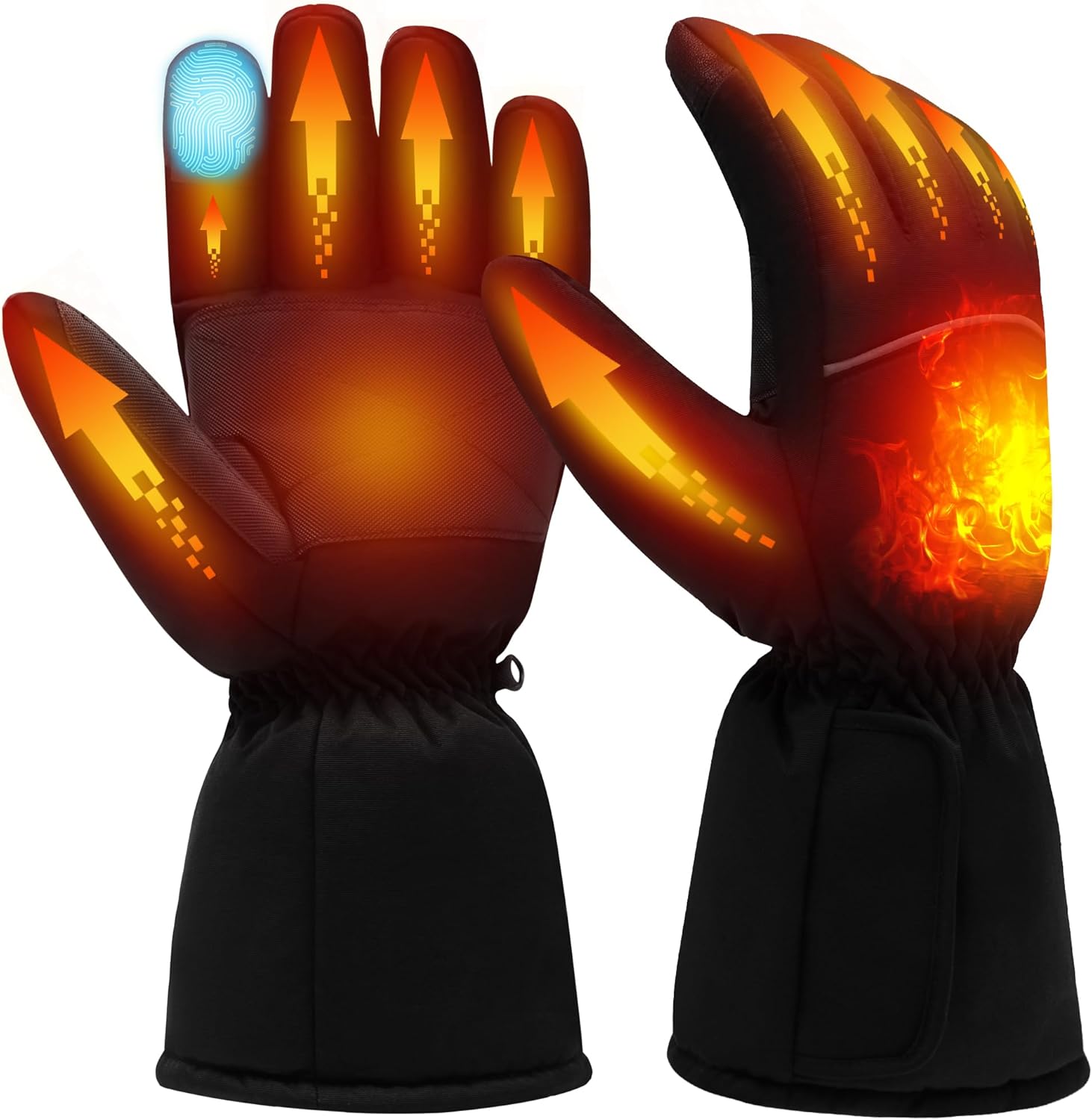 Heated Gloves for Men Women, 3.7V Rechargeable Electric Battery Heated Gloves, Touchscreen Waterproof Winter Heated Work Gloves, Hand Warmer for Camping Skiing Hiking Motorcycle Fishing