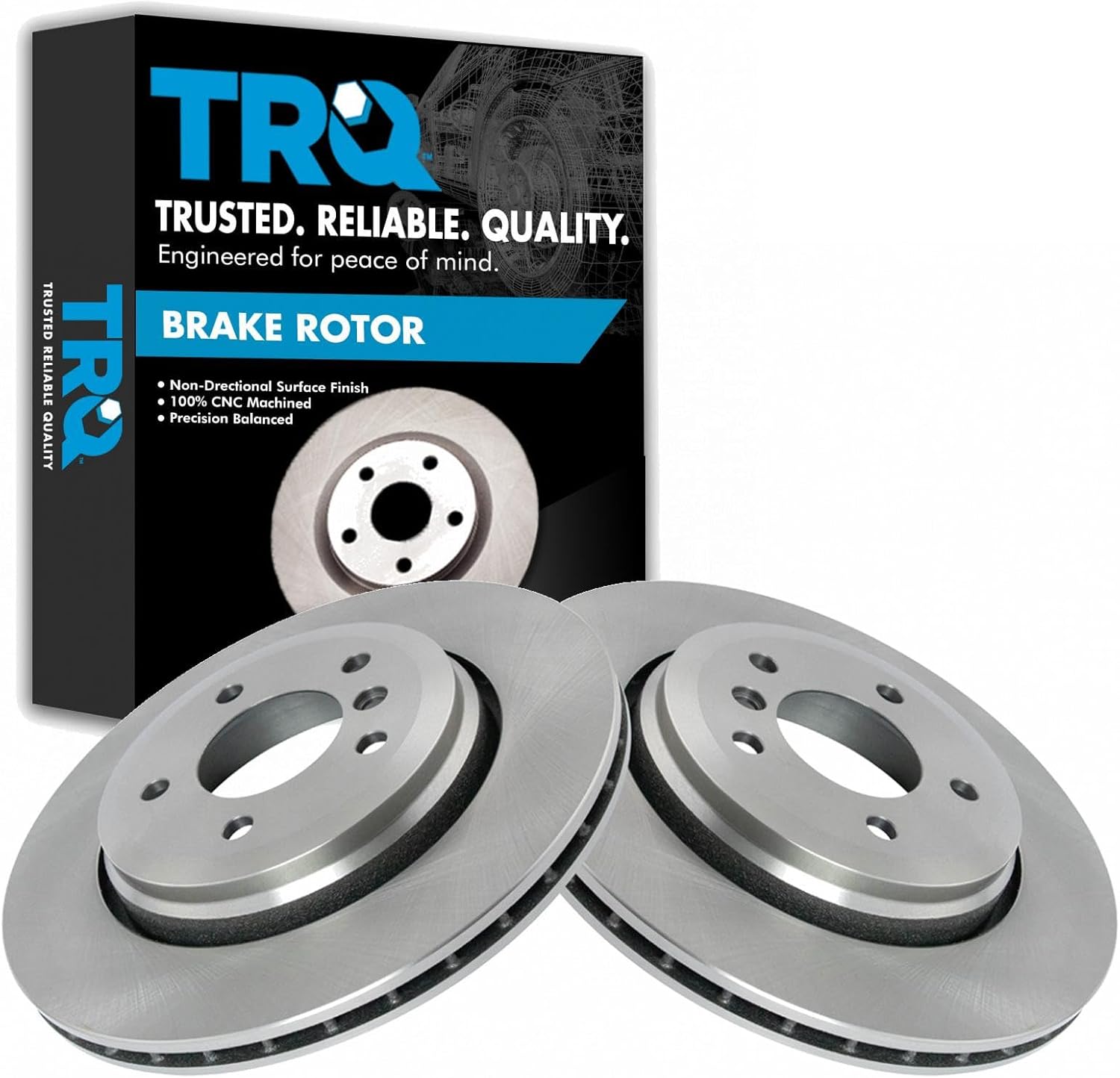TRQ Rear Brake Rotors Set Vented Compatible with 2001-2006 BMW 330Ci 2001-2005 330i 330xi