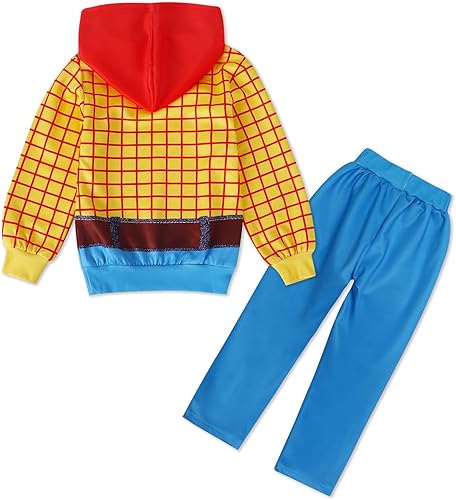 Miniatura 9 de Eledobby Disfraz infantil de Buzz Lightyer para Halloween, disfraz de sheriff Woody para niños, conjunto de pantalones con capucha