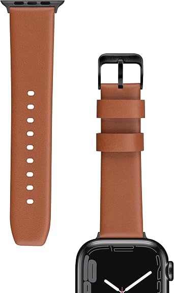 maogoam للحصول على حزام جلد Apple Watch Band 42/44/45 مم، أشرطة iWatch من جلد العجل الأصلي 9/8/7/6/5/4/3/2/1 SE أحزمة معصمه، أسمر